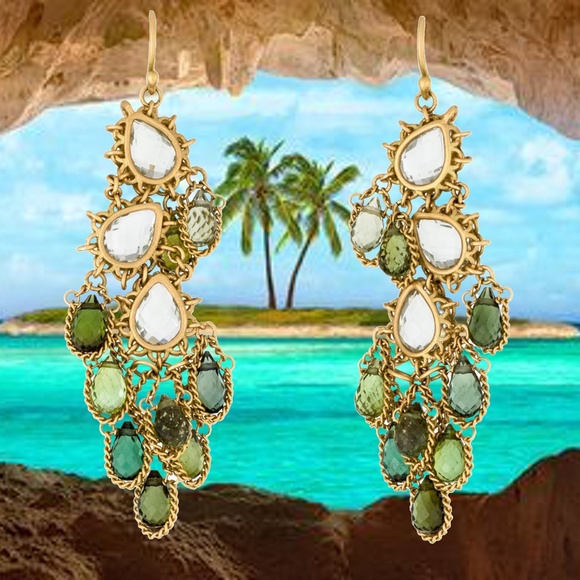 SOLD -Anthony Nak 18k Green Tourmaline Sapphire Earrings - Picture 3 of 5